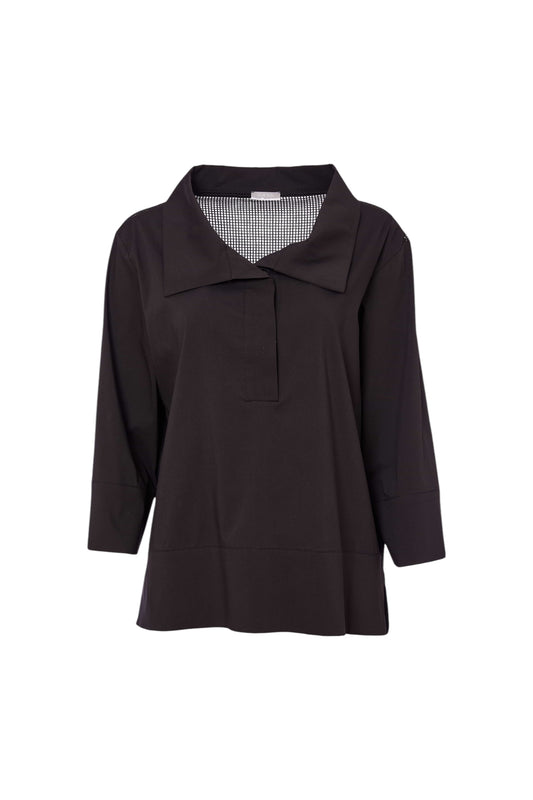 Naya Mesh Trim Shirt Black