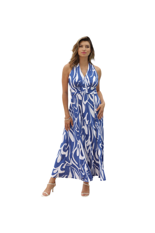 Pomodoro Swirl Maxi Dress Blue
