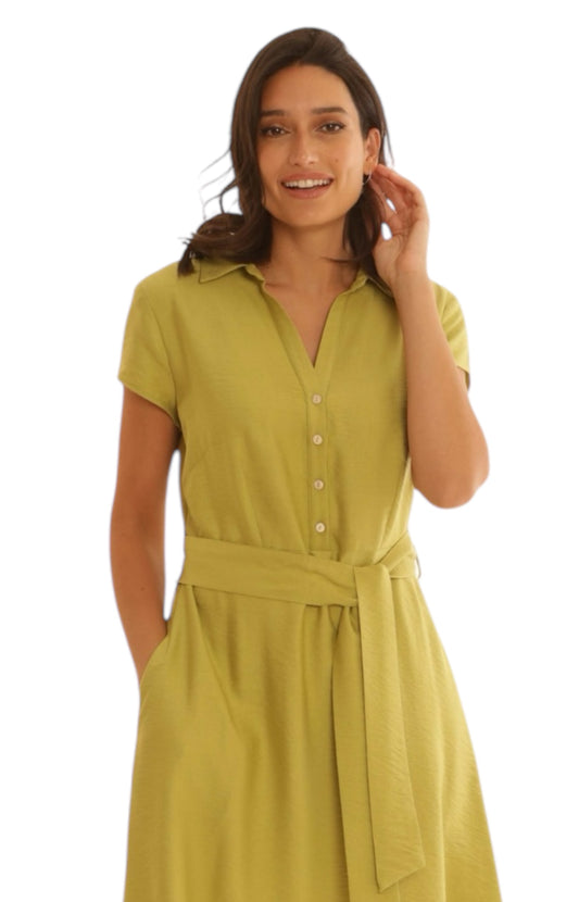 Pomodoro Fit & Flare Dress Lime