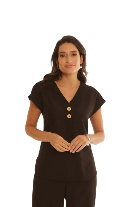 Pomodoro Solid Two Button Top Black