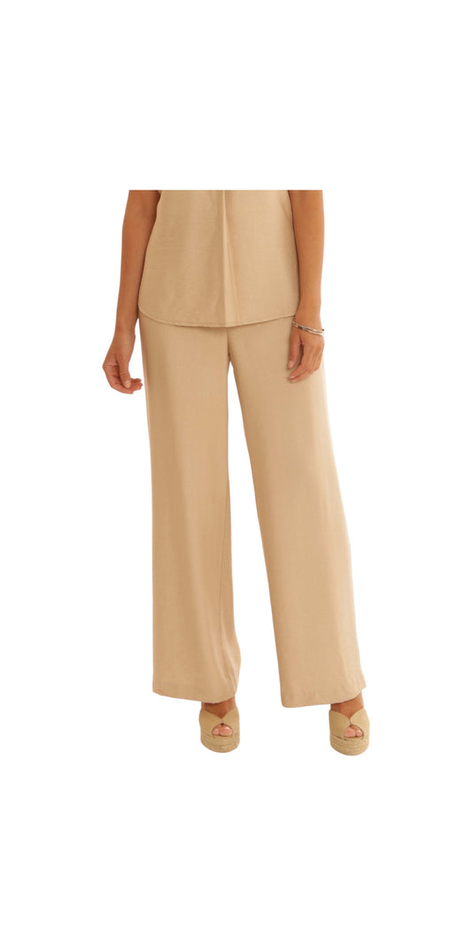 Pomodoro Solid Wide Leg Trousers Stone