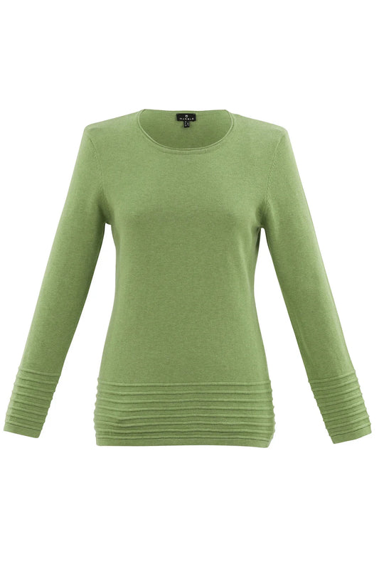 Marble 6377-221 Ribbed Hem Sweater Chartreuse