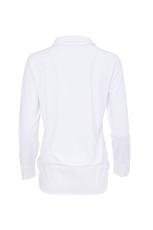 Naya Satin Body Cotton Trim Shirt White