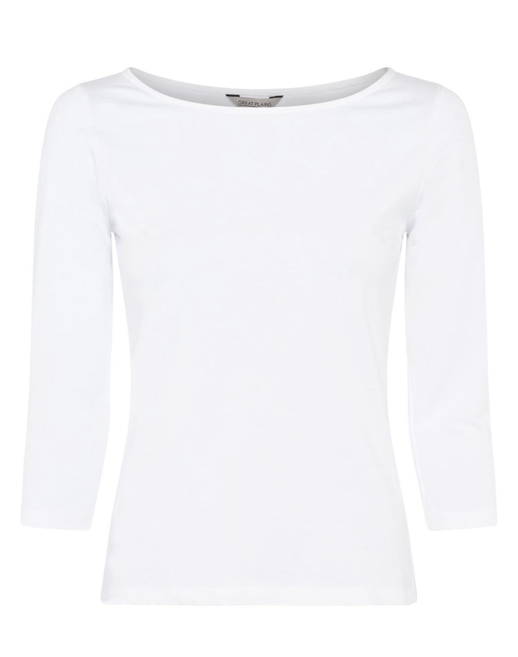 Great Plains Essential Boat Neck Tee White