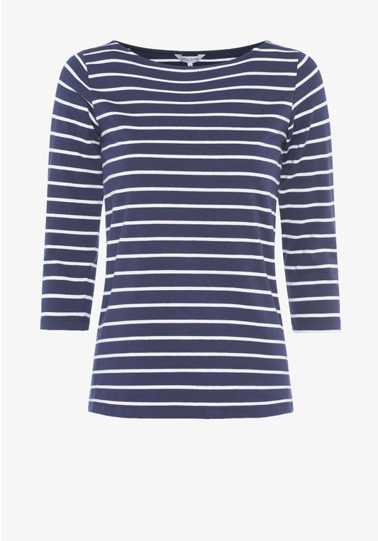 Great Plains Essential Boat Neck Tee Navy Stripe
