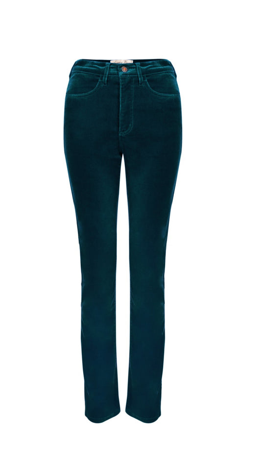 Amazing Petrol Velvet Straight Leg
