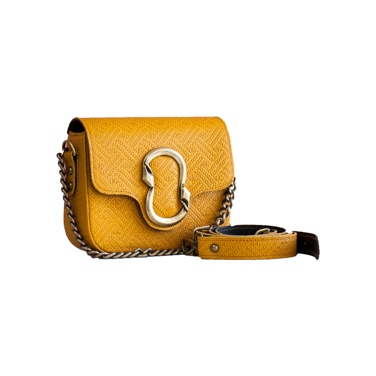 Bonendis Eden Leather Shoulder Bag - Yellow Textured Leather