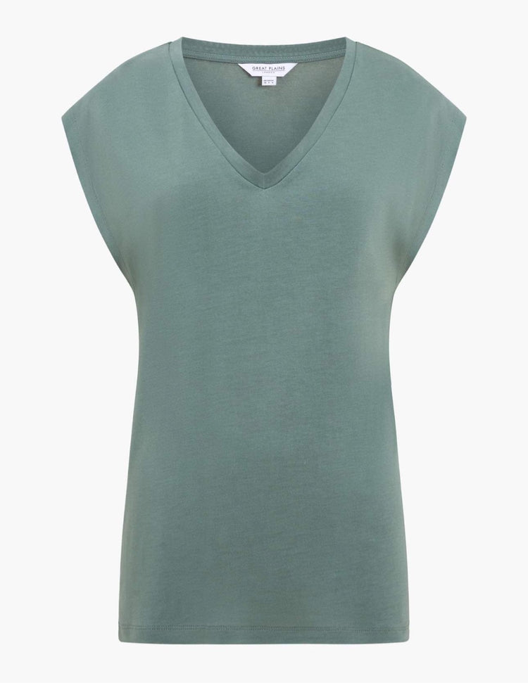 Great Plains Soft Touch Jersey V Neck- Tropical Green