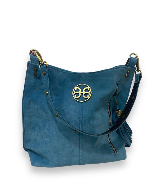 Bonendis Chevie Leather Shoulder Bag - Blue Suede