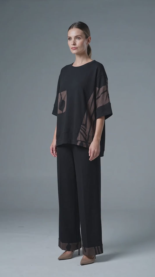 Naya Trousers NAW26220 Black & Chocolate