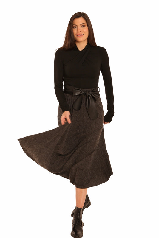 Latte Wool Pleat Skirt